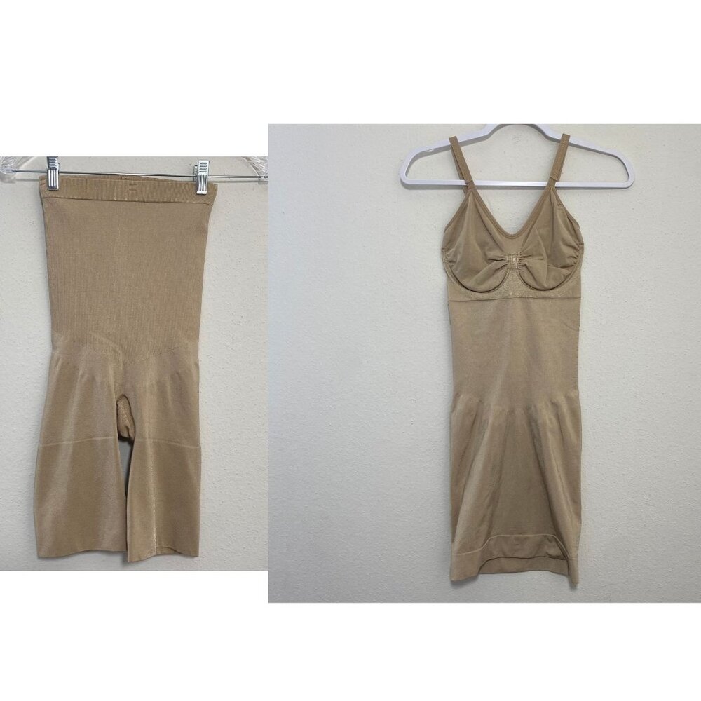 Spanx Womens Nude Shapewear Shorts Dress Bundle Size L Shaping Tummy Control